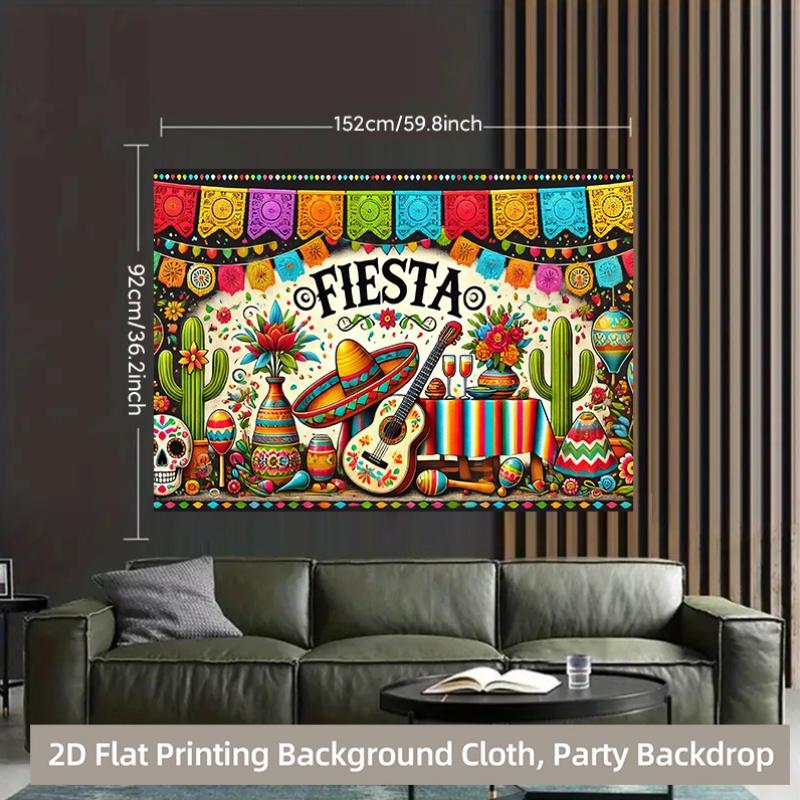 1 piece of 2D Flat Banner, a colorful polyester background banner for the Mexican cultural festival