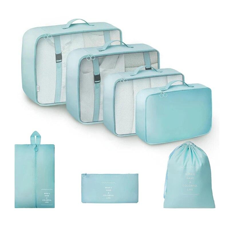 7 Pcs Travel Storage Bags Suitcase Clothes Sorting Bags Luggage Organizer for Clothes Shoe Waterproof