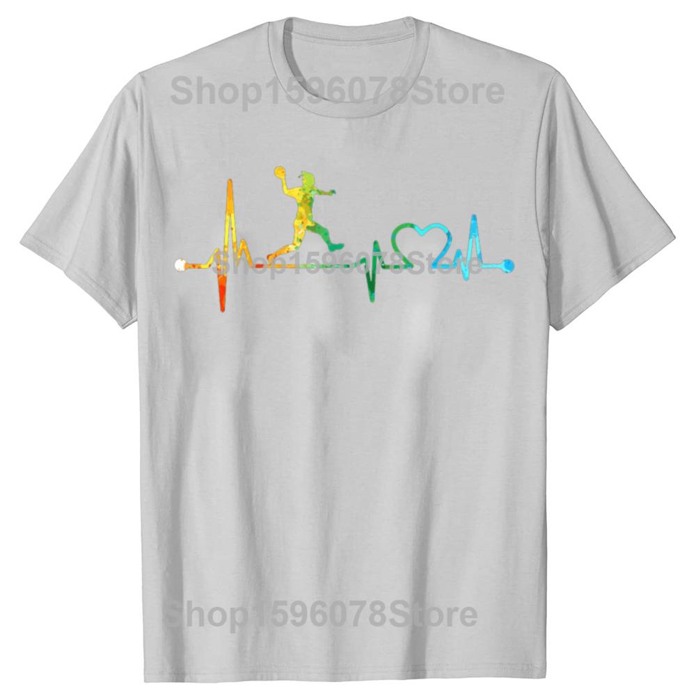 Tricouri Amuzante Bătăi Inimii Handbal Acuarelă Bărbați Femei Bumbac Pur Umor Streetwear Tricou Mânecă Scurtă Unisex Haine Largi