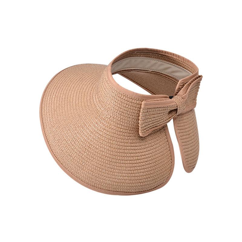 Summer Straw Visor Hat With Large Brim And Foldable Design For Beach And Outdoor Sun Protection