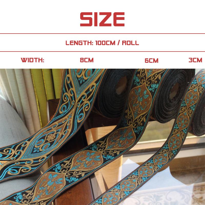 Ethnic Embroidery Lace Ribbon Width 3/6/8cm Jacquard Lace Trim Diy Clothes Bag Curtain Accessories Embroidered Fabric