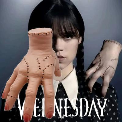 Mittwoch Addams Latex Ding Hand Cosplay Addams Familie Figur Horror Ornamente für Halloween Party Kostüm Requisiten Heimdeko