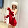 Women's Sexy New Year Christmas Vibe Sense One Shoulder Wrap Dress