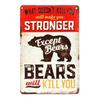 Vintage Bären Warnschild Rostiges Metall Poster Wandkunst Dekor 20x30cm Garage Bar Man Cave