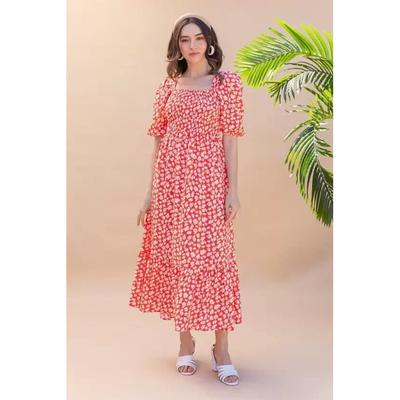 Women Casual A-line Top Tunic Regular Sleeves Crepe Solid Fit and Flare Dress VFE-5019