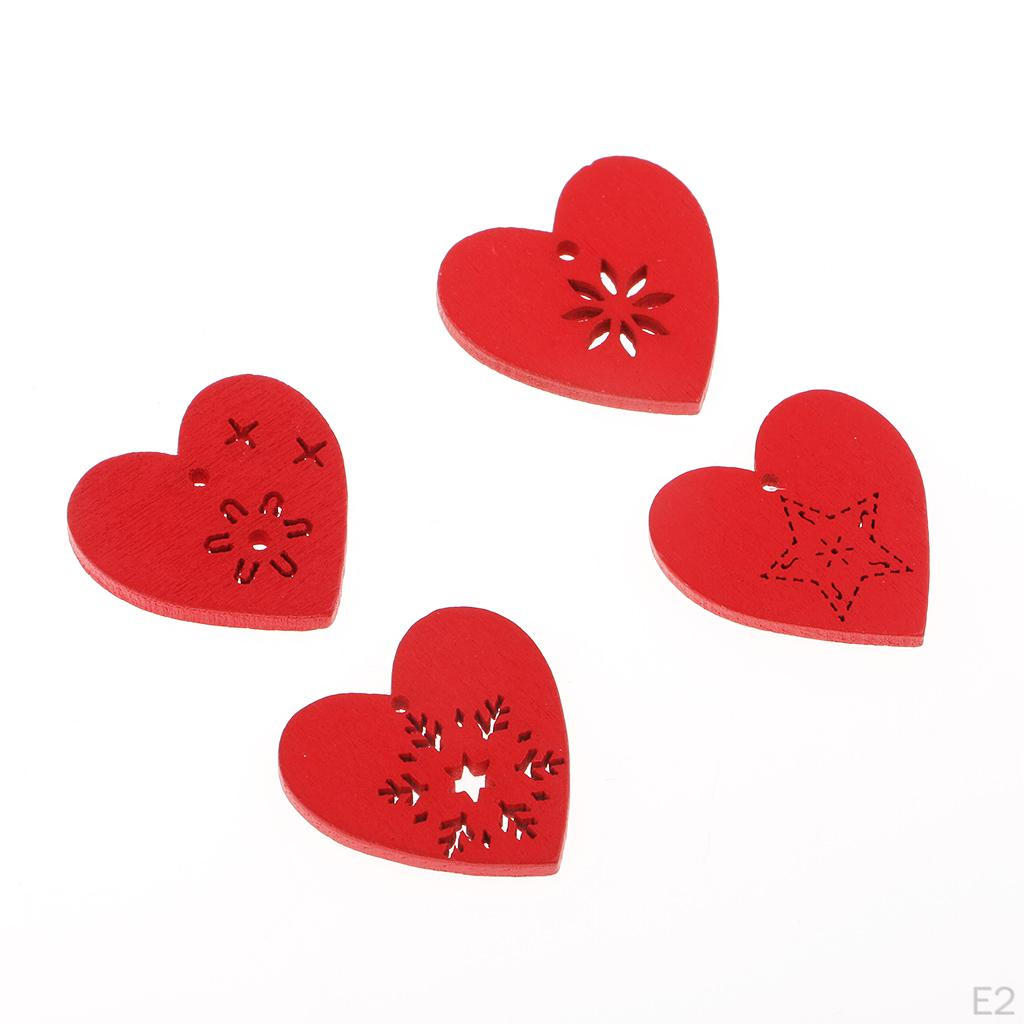 50 Piece Heart Shape Engraving Wooden Christmas Party Ornament Gift Tags Label Embellishments