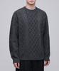 Aran Cable Crew Neck Knit [Medium Grey]