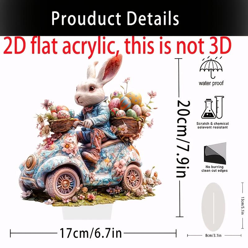New Easter 2D Visual Rabbit Ornaments Acrylic Holiday Desktop Decoration Cartoon Crafts Ornaments, Holiday Decoration Gifts