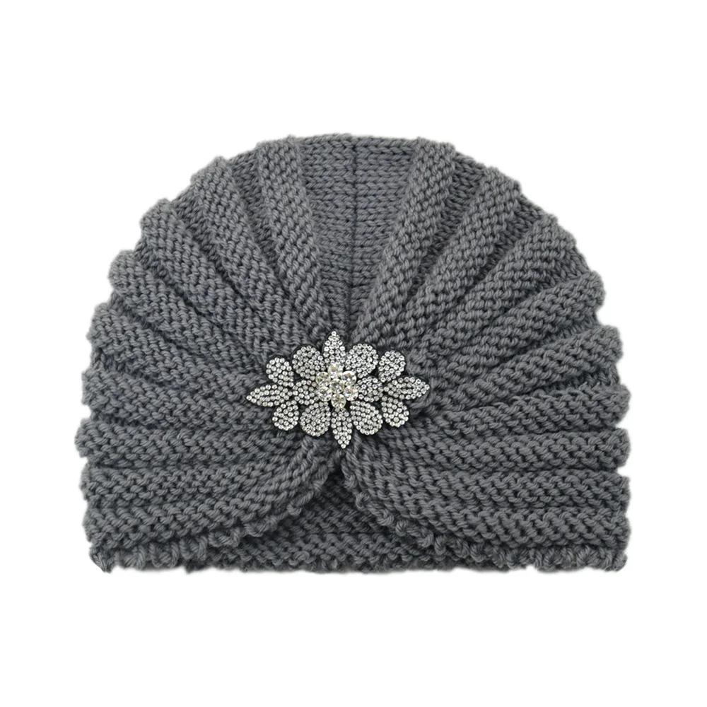 Diamond Knitted Turban Hat Bonnet Cross Wrapped Hat Muslim Bohemia Warm Turbante Cap for Women Winter Autumn Hair Accessories