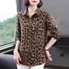 Chiffon Western Style Shirt Women's Large Size Printed Loose Top Slimming Shirt Fashion Leopard Print Small Shirt