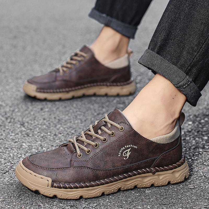 Fashion 2025 New Outdoor Versatile Lace Up Comfortable Sports Casual Leather Shoes Fashionable Men's Breathable Casual Leather Shoes