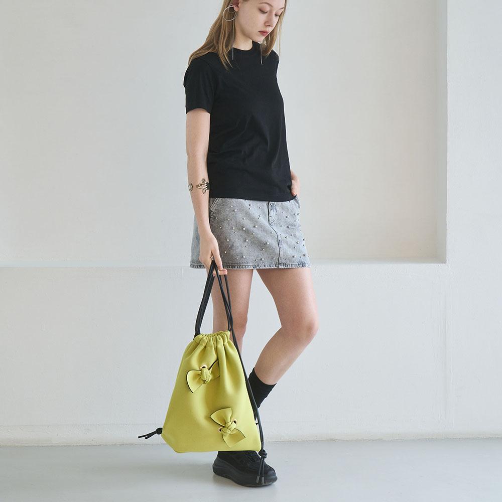 Suin Two Ribbon Backpack - Cream Yellow