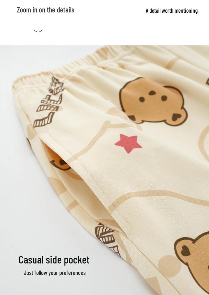 Women's Pure Cotton Long Sleeve Pajamas with Built-in Bra Pads - Cozy for Autumn/Winter, Casual Home Wear, and Suitable for Outdoors.