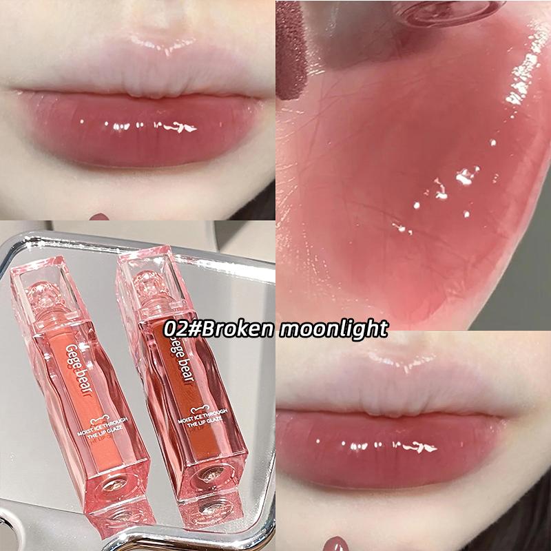 GEGE BEAR Spiegel Lip Gloss Feuchtigkeitsspendende Glas Lippenstift Lang anhaltende Farbe Lippen