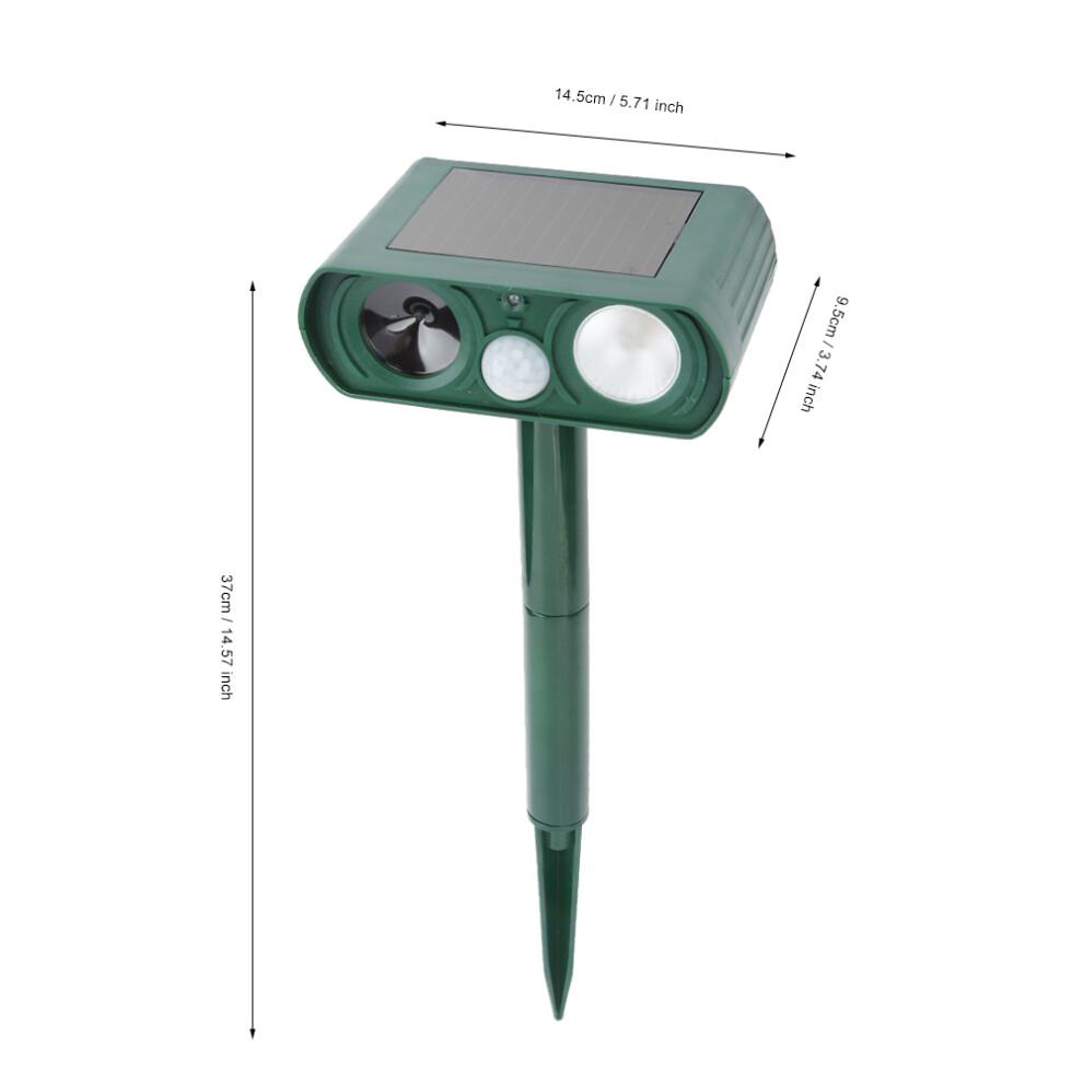 Tuinbeschermer, ultrasone dierenverjager met bewegingsdetectie, knipperende LED-lampen op zonne-energie, constructie