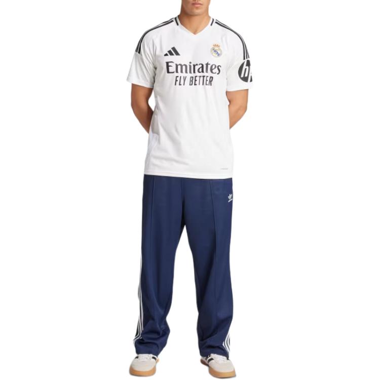adidas Striped Logo V-Neck Slim Fit T-Shirt Men Tops White JX2136