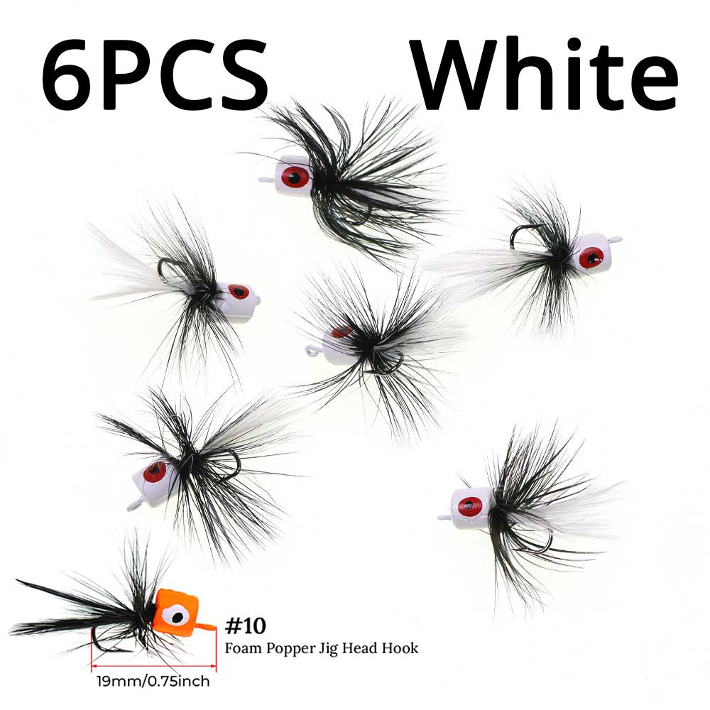 #10 Foam Popper Flies Fly Fishing Lures, Floating Topwater Dry Flies Bugs for Bass Trout Panfish Sunfish Saltwater Freshwater Bait Tackle