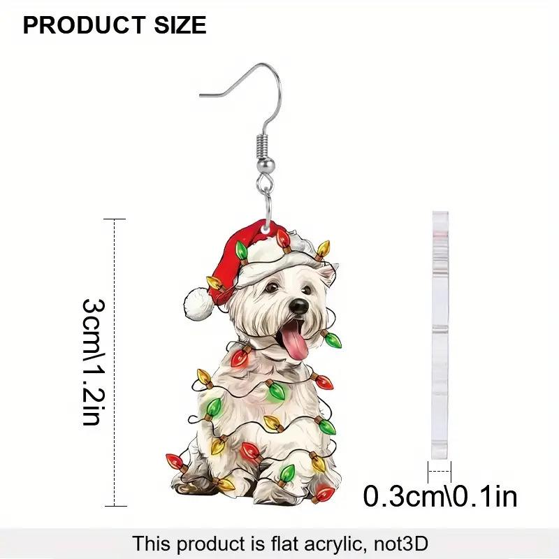 Festive Puppy Earrings: Cute Acrylic Earrings with Santa Hats