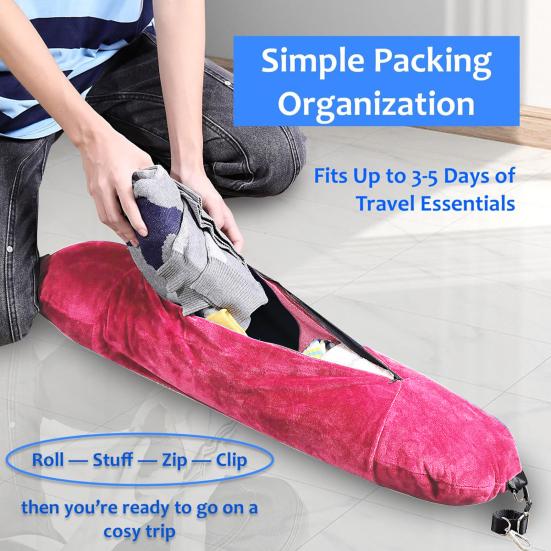 U-shaped Pillow Creative Adjustable Buckle Space Saving Travel Pillowcase Stuffable U-shaped Neck Pillow Case Tube Pillow Travel Accessories