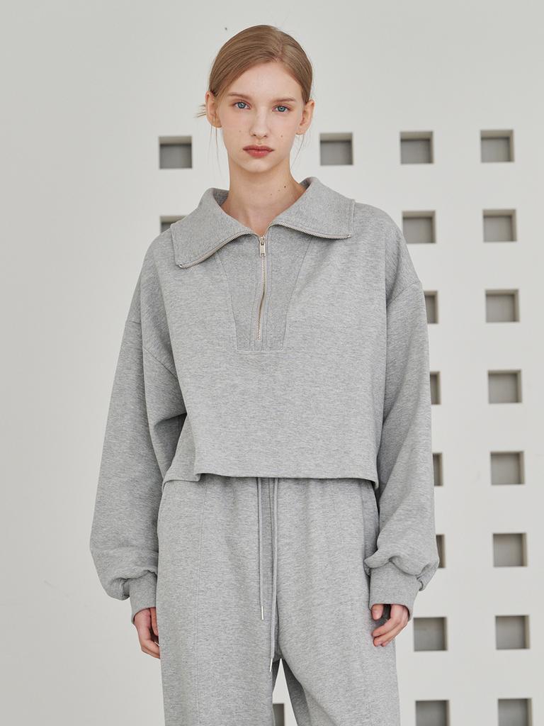 NOUVE Collar Zip Up T-Shirts Set Up - M. Gray