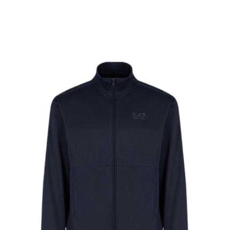 Emporio Armani EA7 Solid Color Zip Collar Long Sleeve Elastic Cuff Pants Casual Sports Suit Men suit Dark-Blue 7M000237-AF12449-UB102
