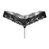 Women G String Faux Pearls Lace See Through Transparent