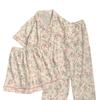 Summer Floral Cotton Pajamas Set for Girls – Short Sleeve, Three-Piece, Outdoor Wear