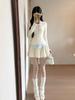Korean Academy Style Faux Two-Piece Long Sleeve Women's Autumn/Winter High Waist A-Line Dress Set