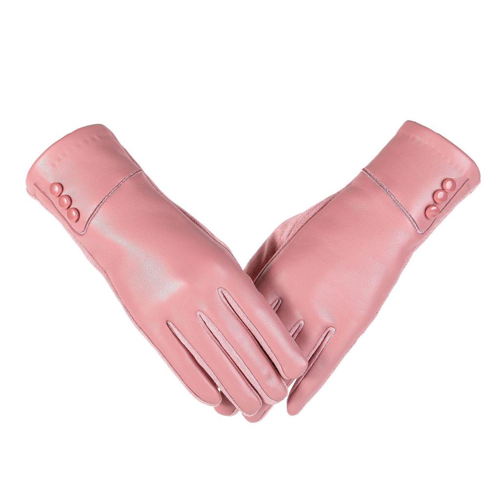 Women's Winter PU Leather Touchscreen Gloves – Fashionable, Windproof & Warm for Outdoor Cycling