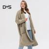 Women Sweater Cardigan V-Neck Long Sleeve Ribbed Trim Solid Color Sweater Coat Solid Color Open Front Mid-length Knitting Outwear