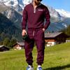 Men's Winter Fleece Multi Pocket Zipper Sweatshirt 2 Piece Set Personalized Sweatpants