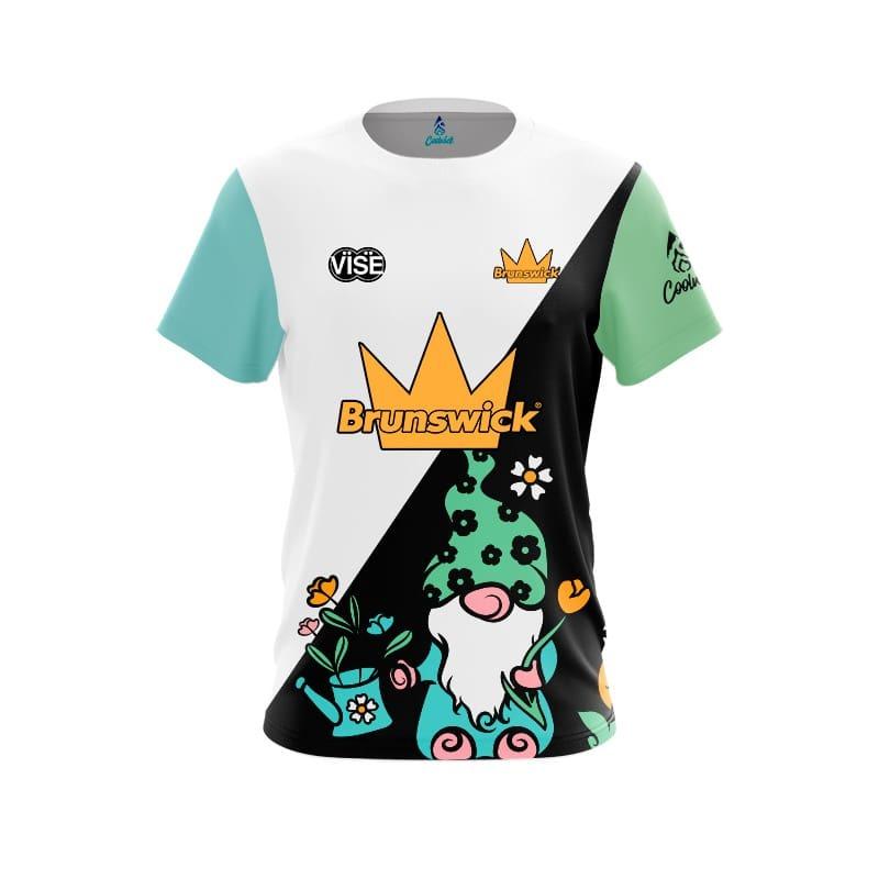 New Brunswick Cute Garden Gnome Floral Split Color Bowling Jersey Short Sleeve Performance Sports Tee Fan Casual Streetwear