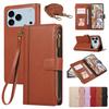 Crossbody Wrist Strap Wallet with Card Holder Phone Case for IPhone 17 Air 16 Plus 15 14 13 12 11 Pro Max XS XR Leather Cover