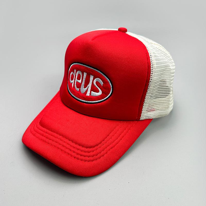 Frühling und Sommer Amerikanischer Retro-Druck Deus Buchstaben Baseballkappe Herren und Damen Street Trucker-Mütze Atmungsaktiv Sonnenschutz Outdoor