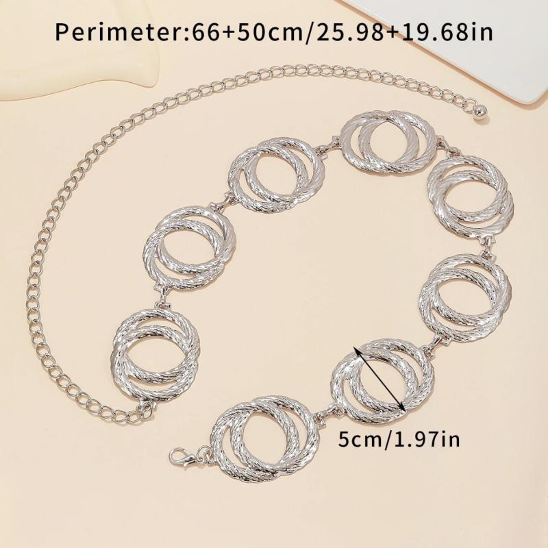 Fashionable Metal Round Disc Splicing Women'S Waist Chain Dress Decoration Body Chain Jewelry Accessories