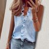 Women's Ruffle V Neck Sleeveless Blouse Casual Printed Summer Tank Top