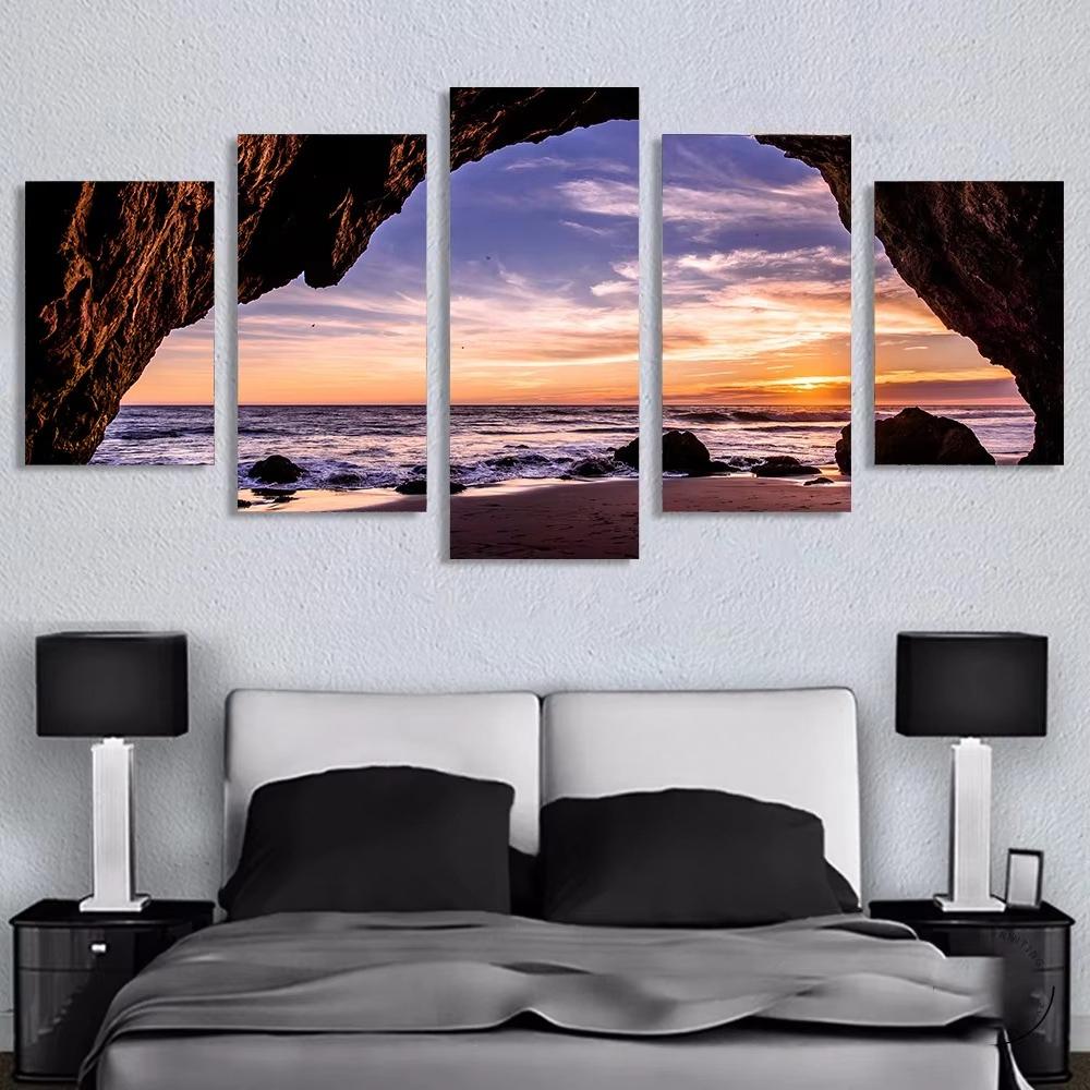 5pcs Landscape Canvas Painting Modern Wall Art Printed Picture Home Decor Mountain Sunset Wall Art for Living Room Decor Unframe