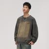 Men's Retro Washed Heavyweight Sweatshirt - 2025 Spring/Autumn Style, Round Neck, Long Sleeve