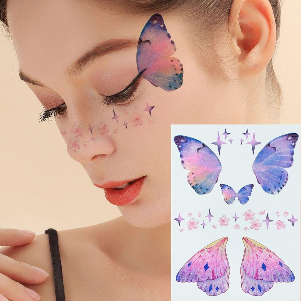 

Waterproof Butterfly Temporary Tattoos Colorful Decorations Stickers Face Tattoos Kids