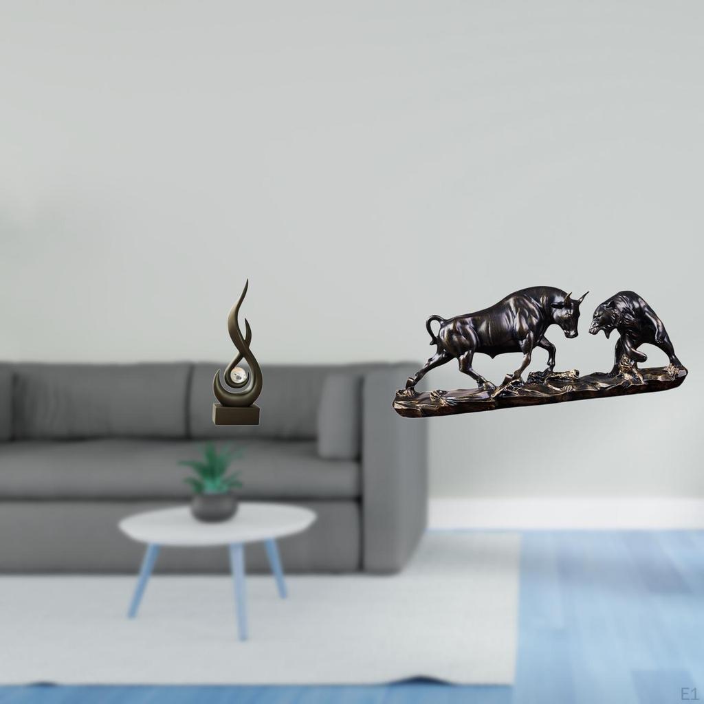 Modern Reçine Alev Heykeli Soyut Ateş Boğa Sığır Heykeli Feng Shui Hayvan Figürü Sanat Süsü