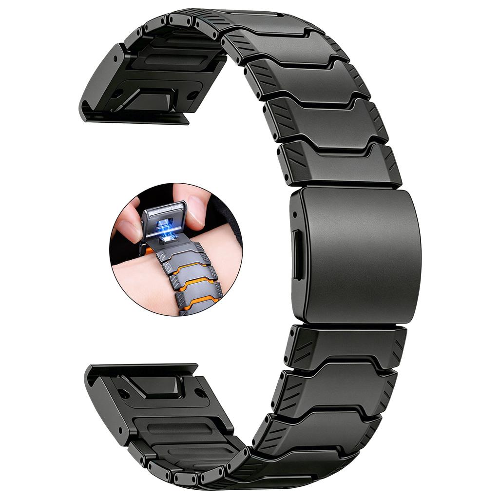 Cinturino QuickFit in Titanio + Silicone da 22/26 mm per Garmin Fenix 8 47/51 mm E 7 7X Pro 6 6X Cinturini per Tactix 8 Enduro 3 Braccialetto