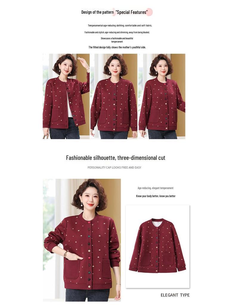 Plus Size Spring & Autumn Jacket Coat for Middle-Aged and Elderly Women - 2025 Collection