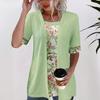 Women's Fashion Casual Summer Spring Flower Pattern Print Short Sleeve Square Collar Blouses & Shirts