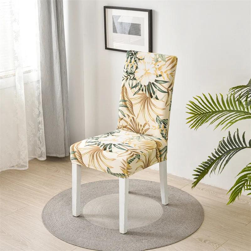 Stuhlhussen für Esszimmerstühle, elastisch, Blumenmuster, Stretch-Stühle, Schonbezüge, Sitzbezüge, Schutz, abnehmbar, für Hochzeit, Hotel, Küche