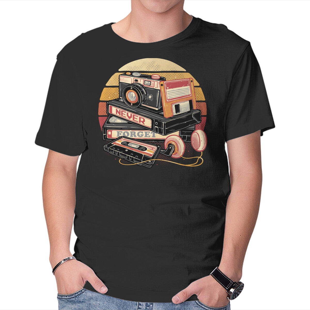 Unisex Crew Neck T-Shirt Never Forget The Classics Graphic Short Sleeve Casual Tee XXXXL