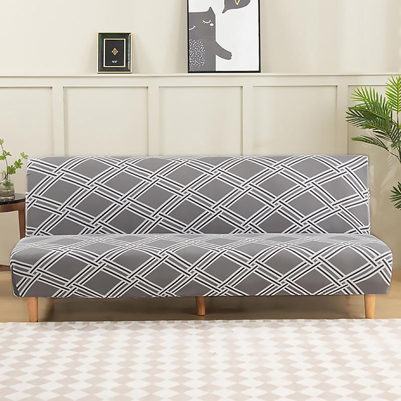 Floral Printed Armless Futon Slipcover Stretch Sofa Bed Slipcover Furniture Protector Without Armrests with Elastic Bottom 1pc