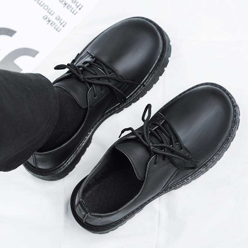 Fashion Leather Shoes Spring Men Platform British Brand Casual Retro Loafers Height Increasing Trend Black Formal Shoes Zapatos