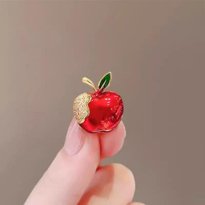 Kleine rote Apfelbrosche, High-End-Weiblichkeit, kleine Brosche, Kragennadel, Anti-Licht-Schnalle, Nadel, Kragenblume, Weihnachtsabend-Accessoires.
