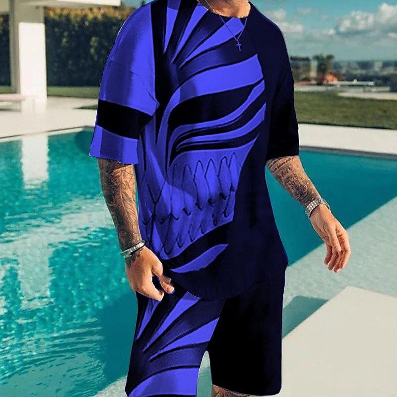 Men's Graphic Prints Technology 2pcs Tees Sets Matching Sets Short Sleeve Short Pants Summer