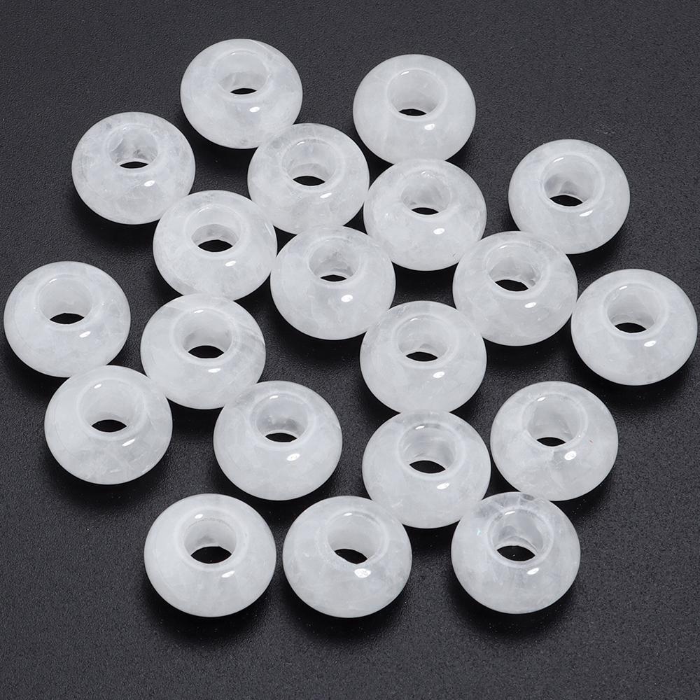 6pcs 14x8mm Natural Stone Beads Amethyst Tiger Eye Agate Jade Abacus Shape Big Hole Loose Beads for Jewelry Making DIY Bracelets